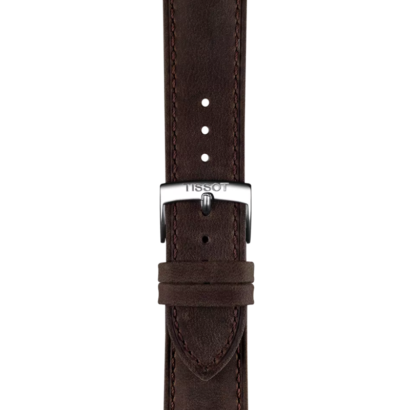 Front view of Tissot Official Brown Leather Strap 20 mm