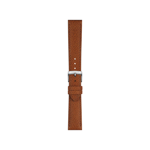 Front view of Tissot Επίσημο καφέ δερμάτινο λουράκι 18 mm