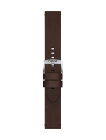 Front view of Tissot Official Brown Synthetic Strap Lugs 22 mm