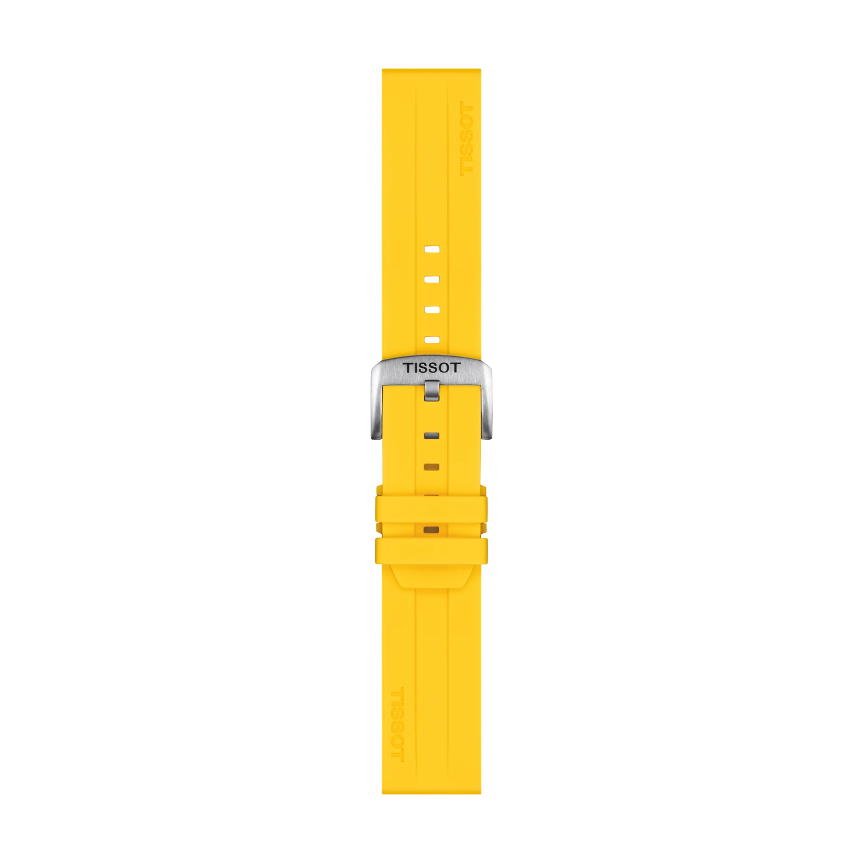 Front view of Tissot Official Silicone Yellow Strap Lugs 22 mm