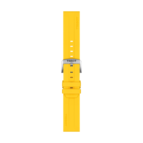 Front view of Tissot Official Silicone Yellow Strap Lugs 22 mm