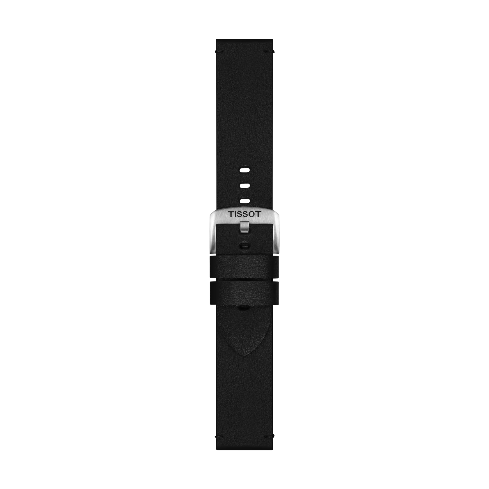 Front view of Tissot Official Black Synthetic Strap Lugs 22 mm