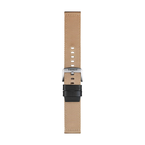Front view of Officiële Tissot Beige textiel band 22 mm