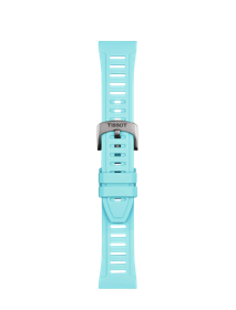 Front view of Tissot Official Ice Blue Silicone Strap Lugs 21 mm XS