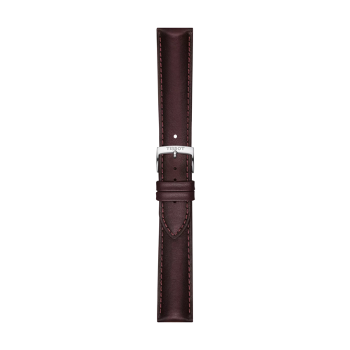 Front view of Tissot Official Brown Leather Strap Lugs 20 mm