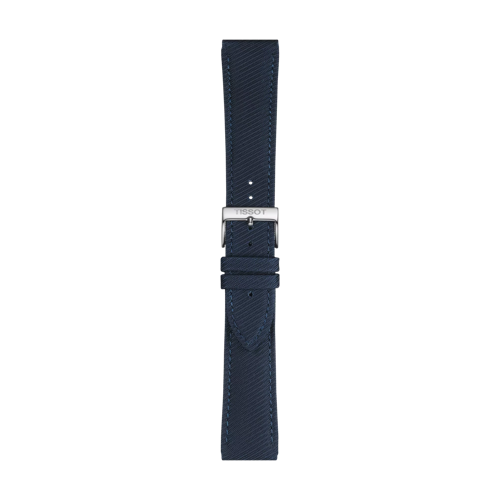 Front view of Tissot αυθεντικό μπλε συνθετικό υφασμάτινο λουράκι πτερύγια 22 mm