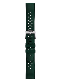 Front view of Tissot Official Green Rubber Strap 20mm