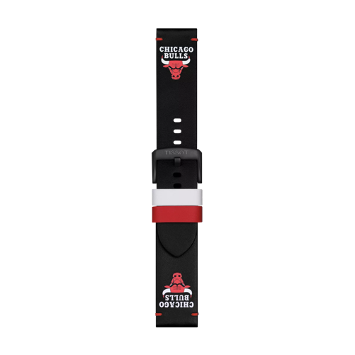 Front view of Tissot Official Black Leather Strap Lugs 22 mm