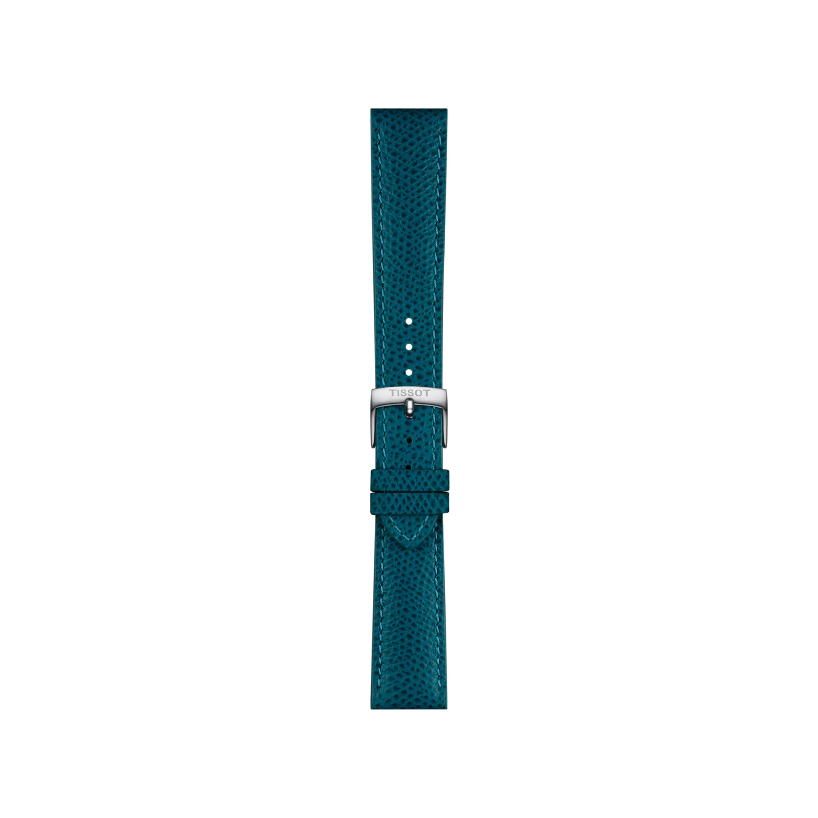 Front view of Tissot Official Turquoise Leather Strap Lugs 18 mm