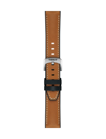 Front view of Tissot Official Light Brown Leather Strap Lugs 21 mm
