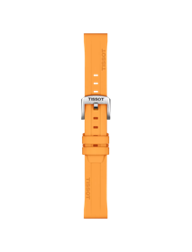 Front view of Tissot Official Orange Silicone Strap Lugs 18 mm