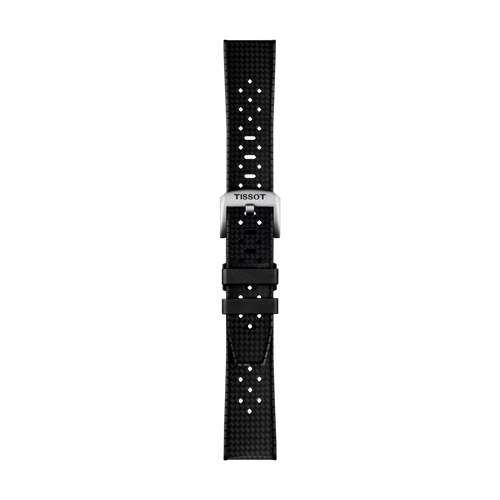 Front view of Tissot Official Black Rubber Strap 20mm