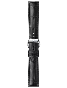 Front view of Tissot Official Black Leather Strap Lugs 21 mm