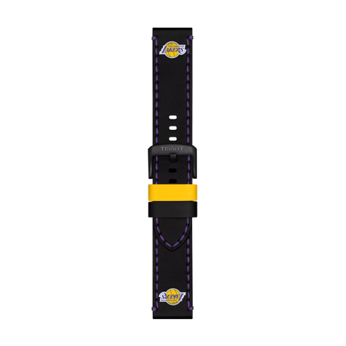 Front view of Tissot Official Black Leather Strap Lugs 22 mm
