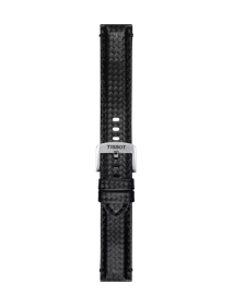 Front view of Tissot αυθεντικό μαύρο πάνινο υφασμάτινο λουράκι πτερύγια 20 mm