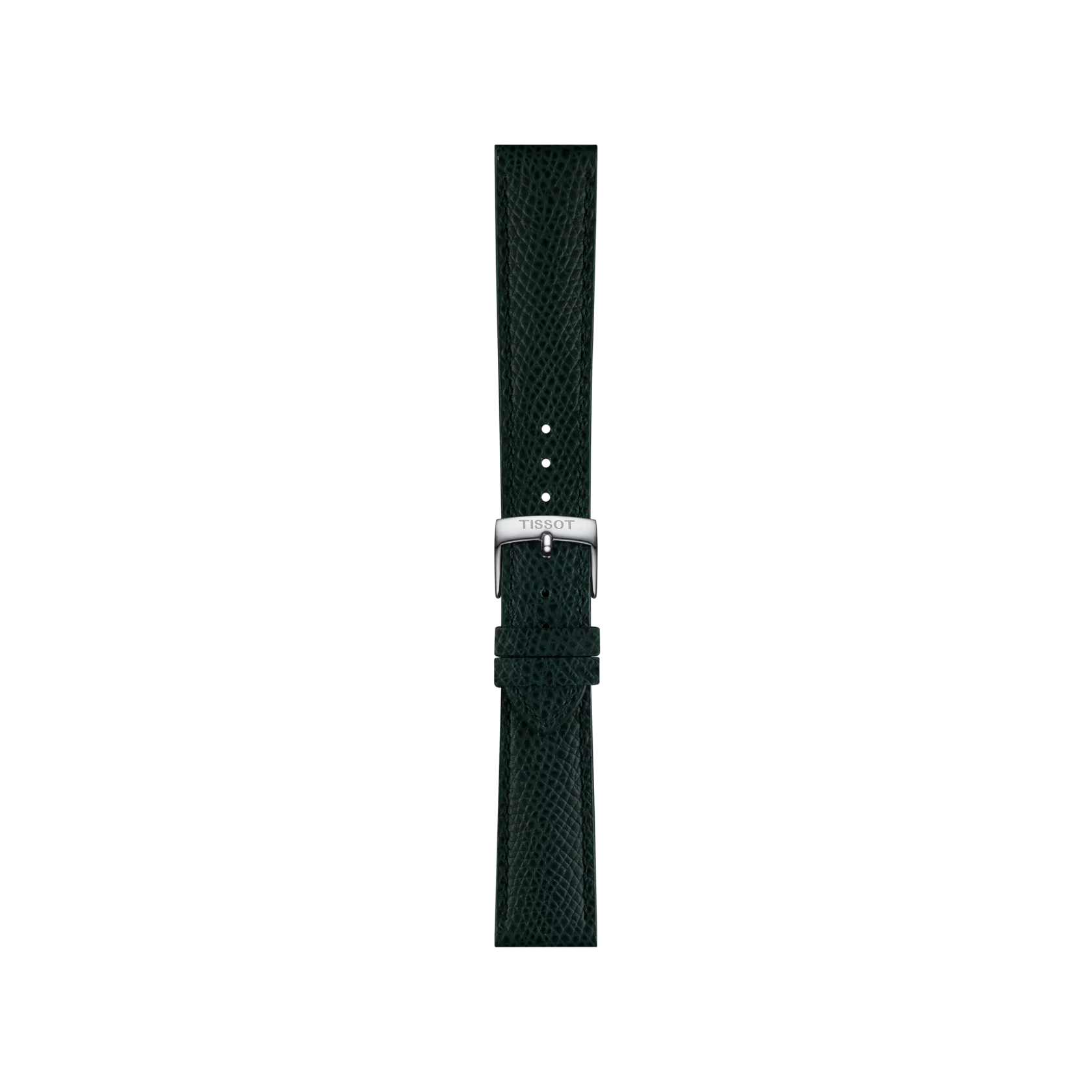 Front view of Tissot Official Green Leather Strap Lugs 18 mm