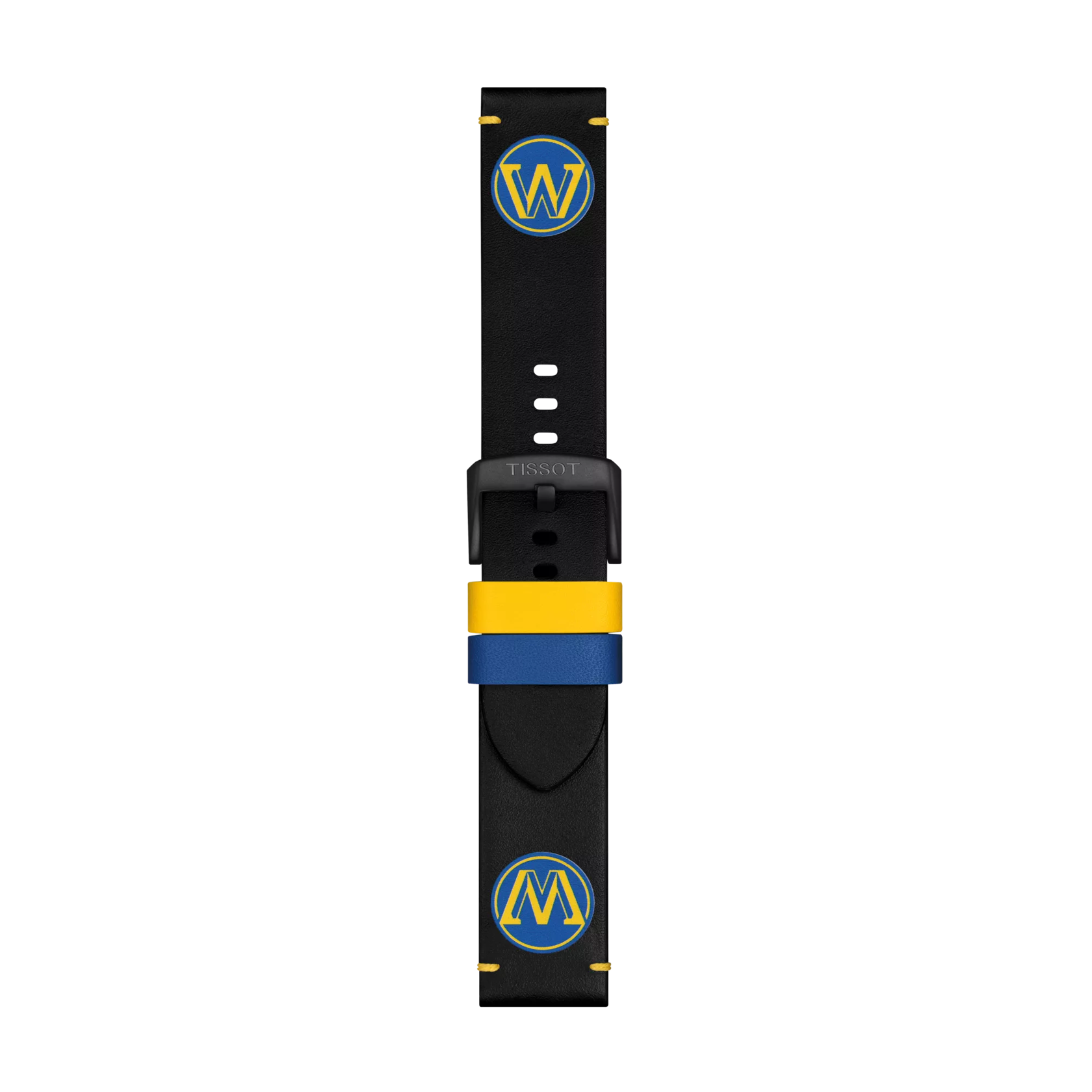 Front view of 티쏘 정품 NBA 레더 스트랩 Golden State Warriors 22mm