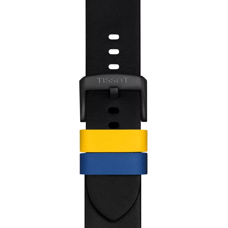 Front view of Tissot Official NBA leather strap Golden State Warriors 22mm