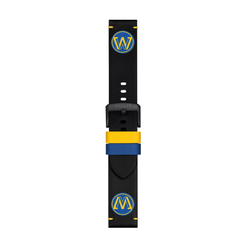 Front view of Tissot Official Black Leather Strap Lugs 22 mm
