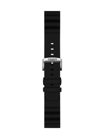 Front view of Tissot Official Black Silicone Strap Lugs 22 mm