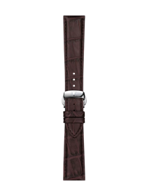 Front view of Tissot Official Brown Leather Strap Lugs 21 mm