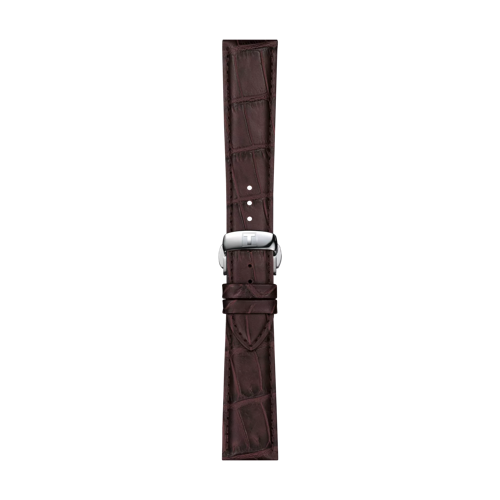 Front view of Tissot Official Brown Leather Strap Lugs 21 mm