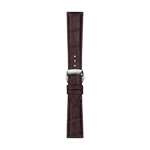 Front view of Tissot Official Brown Leather Strap Lugs 21 mm