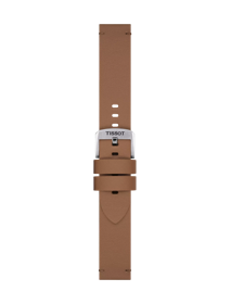 Front view of Tissot Official Light Brown Synthetic Strap 20 mm