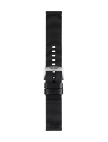 Front view of Tissot Official Black Textile Strap Lugs 22 mm