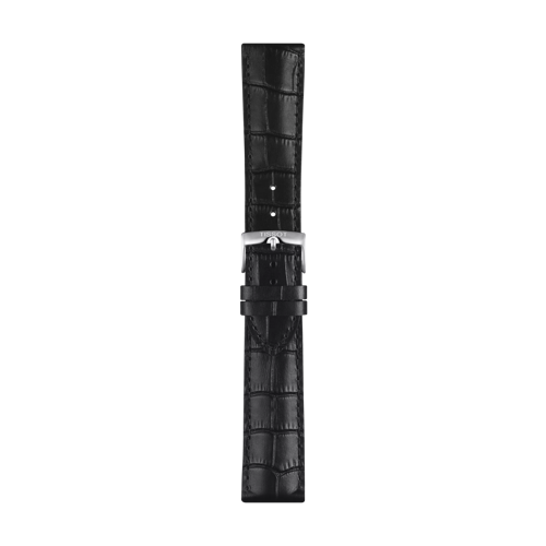 Front view of Tissot official black leather strap lugs 22 mm