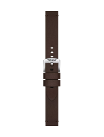 Front view of Tissot Official Brown Synthetic Strap Lugs 18 mm