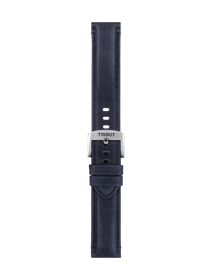 Front view of Tissot Official Blue Leather Strap Lugs 20 mm