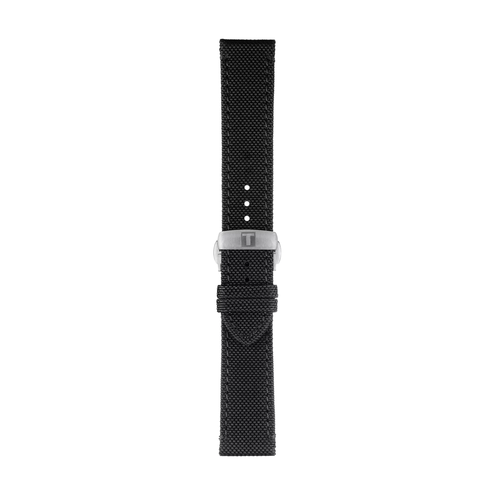 Front view of Bracelet officiel Tissot tissu noir entre-cornes 21 mm