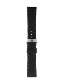 Front view of Tissot Official Black Fabric Strap Lugs 21 mm