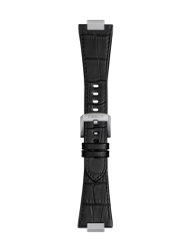 Front view of Tissot Official Black PRX 42mm leather strap