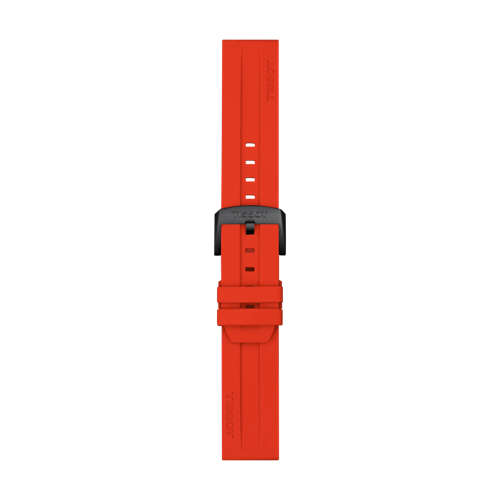 Front view of Tissot Official Red Silicone Strap Lugs 22 mm