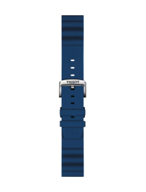 Front view of Tissot Official Blue Silicone Strap Lugs 22 mm