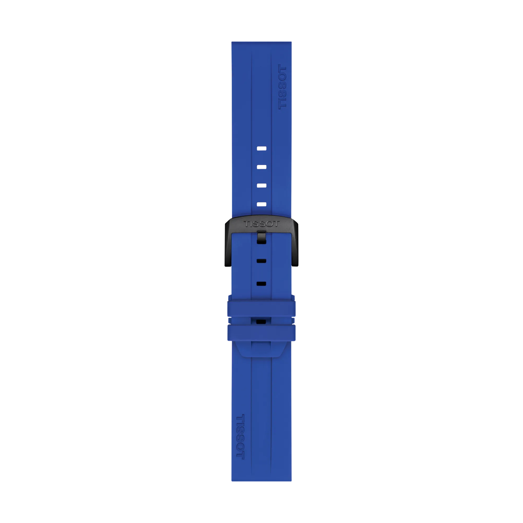 Front view of Tissot Official Blue Silicone Strap Lugs 22mm