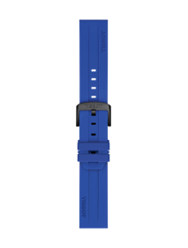 Front view of Tissot Official Blue Silicone Strap Lugs 22mm