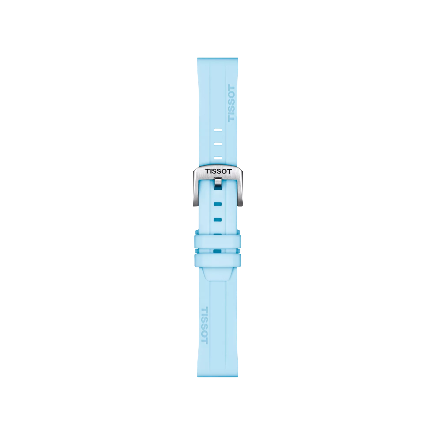 Front view of Tissot Official Blue Silicone Strap Lugs 18 mm