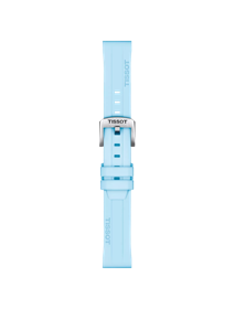 Front view of Tissot Official Blue Silicone Strap Lugs 18 mm