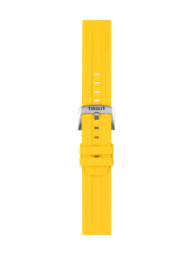 Front view of Tissot Official Yellow Silicone Strap Lugs 22 mm
