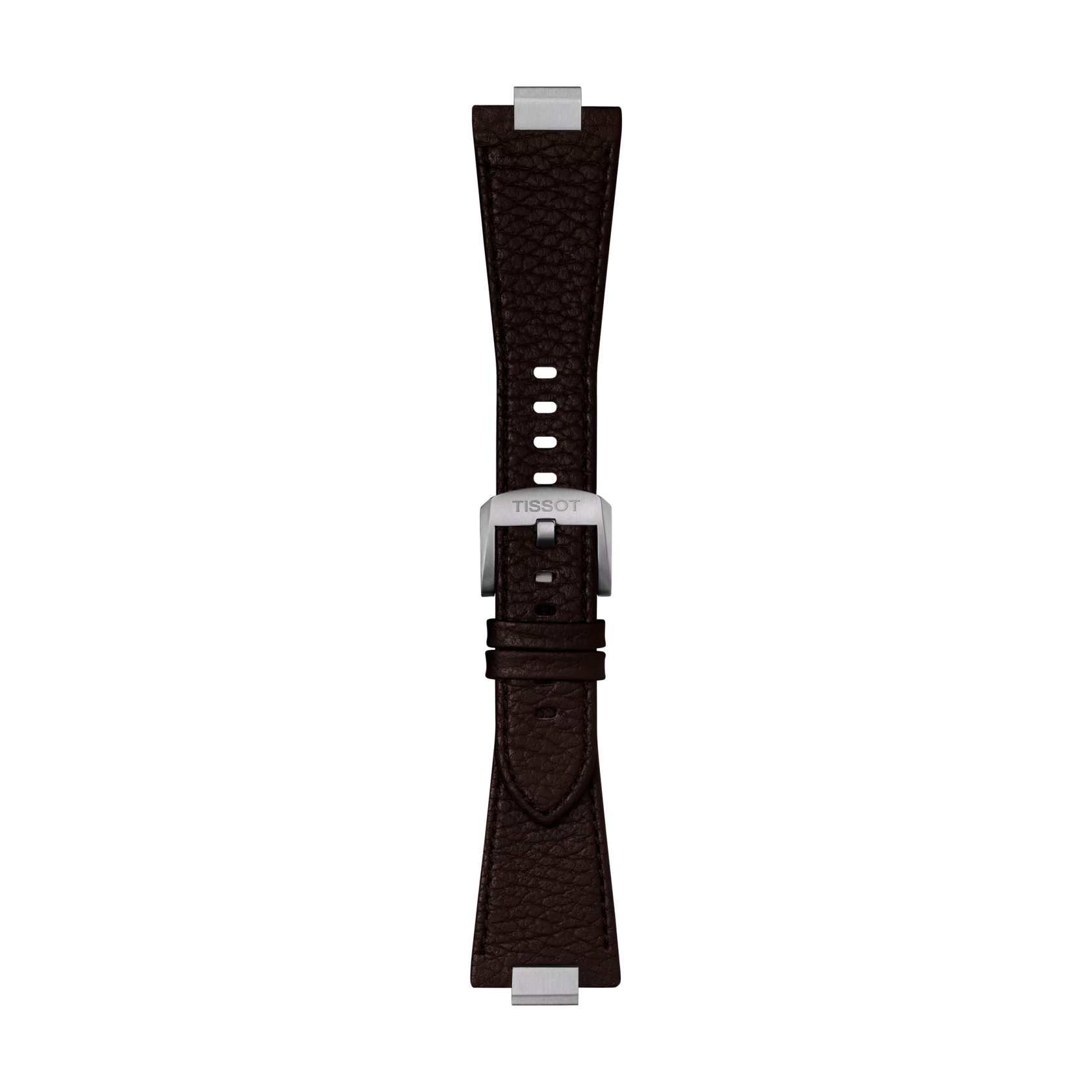 Front view of Tissot Official Brown PRX 40mm Leather Strap With Steel Endpiece