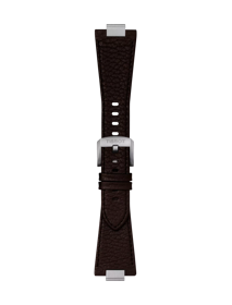 Front view of Tissot Official Brown PRX 40mm Leather Strap With Steel Endpiece