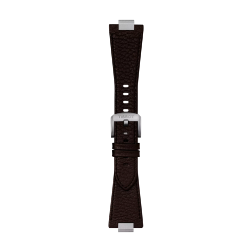 Front view of Tissot Official Brown PRX 40mm Leather Strap With Steel Endpiece