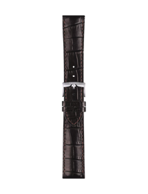 Front view of Tissot αυθεντικό μαύρο δερμάτινο λουράκι πτερύγια 22 mm