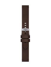 Front view of Tissot Official Brown Synthetic Strap 20 mm