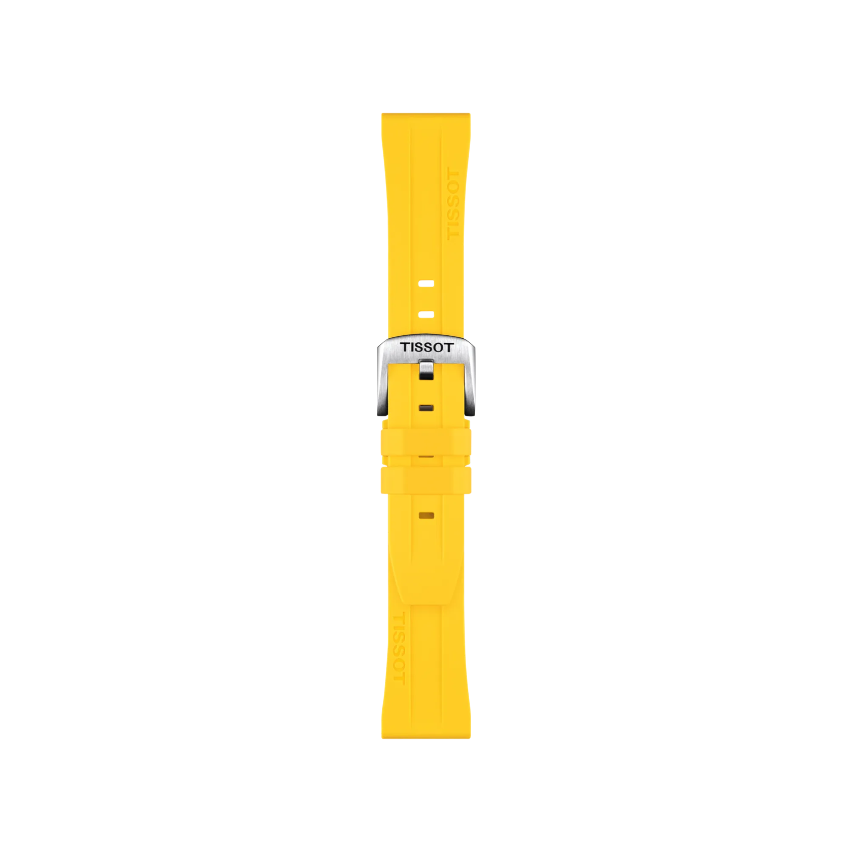 Front view of Tissot Official Yellow Silicone Strap Lugs 20 mm