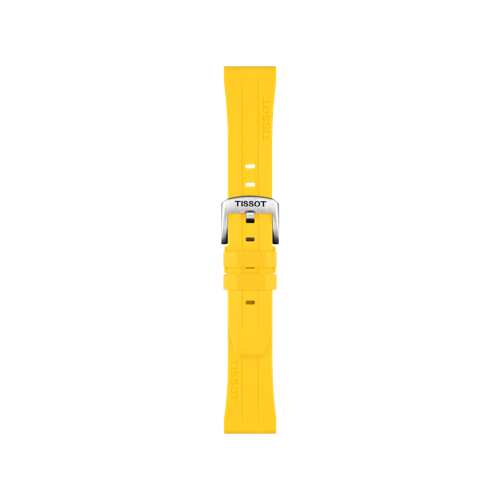 Front view of Tissot Official Yellow Silicone Strap Lugs 20 mm
