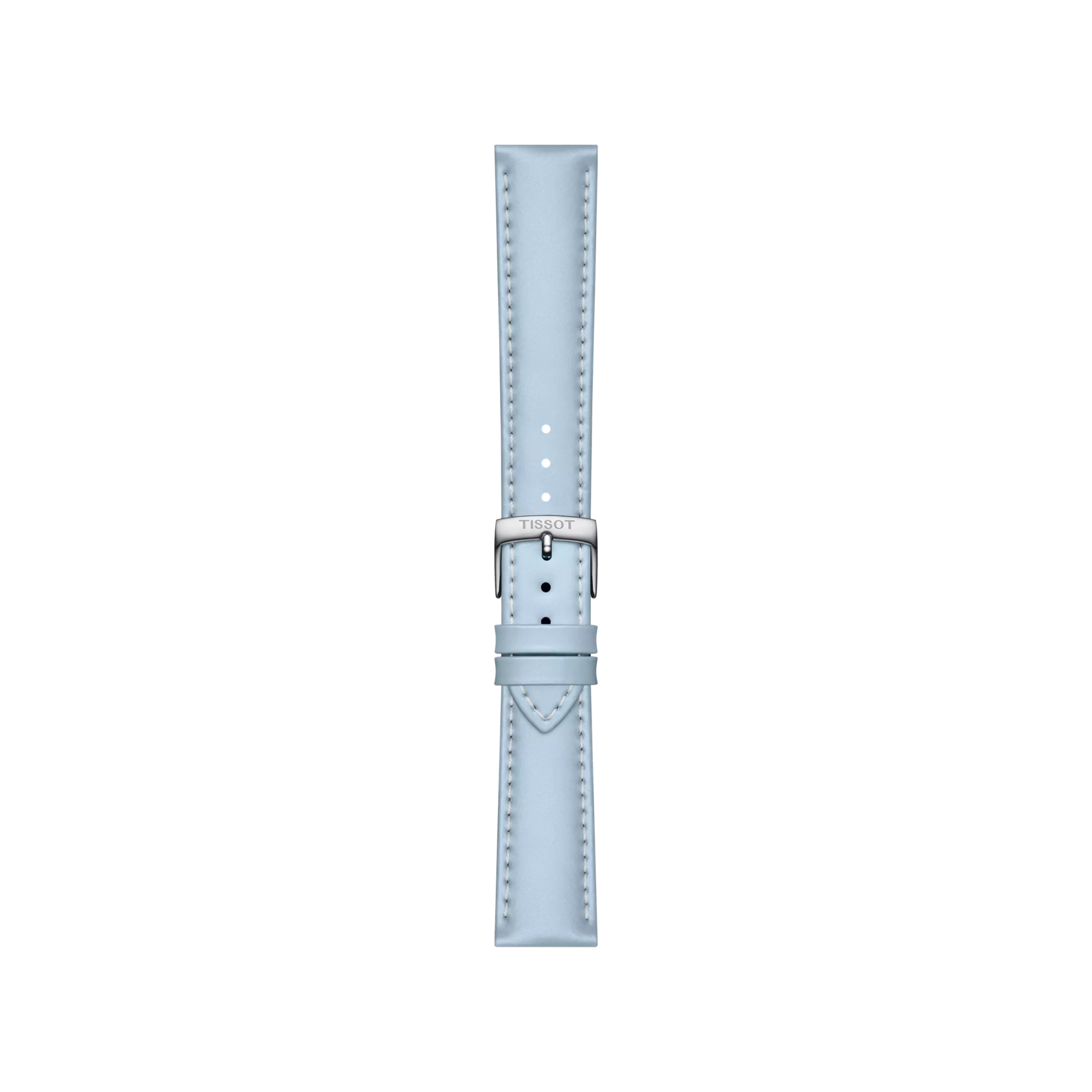 Front view of Tissot Official Blue Leather Strap Lugs 18 mm